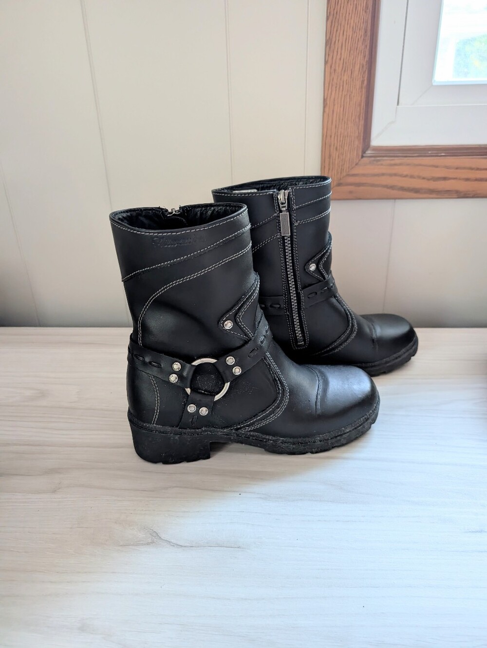 Milwaukee Leather Women's Black Leather Motorcycle Boots Size 8